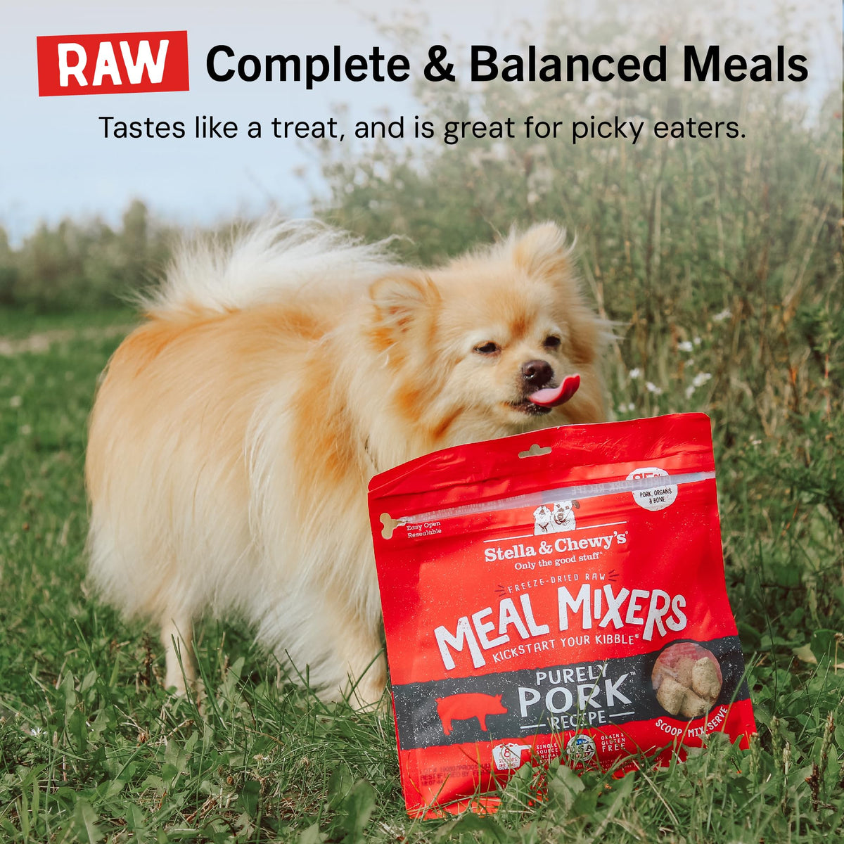 Stella & Chewy's Freeze-Dried Raw Chicken Meal Mixers- Dog Food Topper & Mixer - Made with 95% Cage-Free Chicken, Organs & Bone - Perfect for Picky Eaters - Grain-Free, 2.19 Pound (Pack of 4)