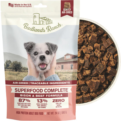 BADLANDS RANCH Air-Dried Chicken Dog Food, 87% Real Meat, 24 oz, 4-Pack