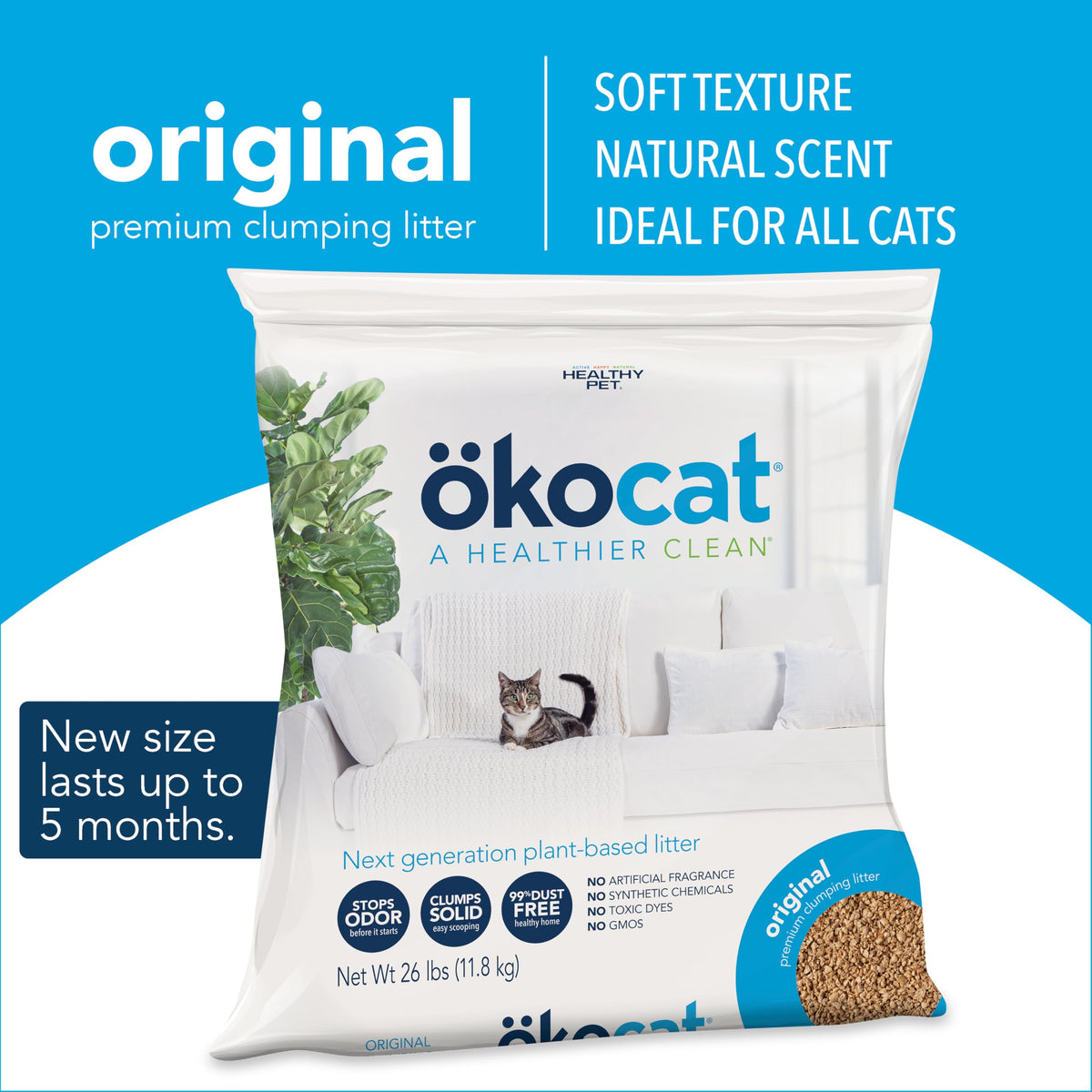 ökocat Low Tracking Natural Wood Clumping Cat Litter, Odor Control 14 Lbs