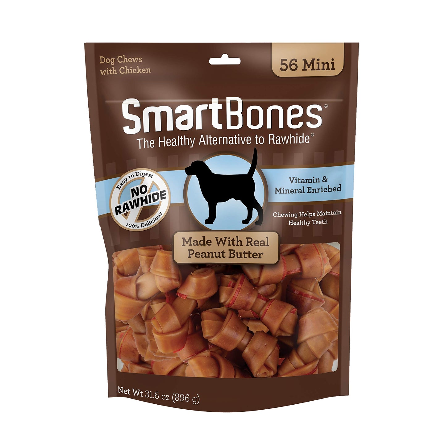 SmartBones Mini Bones Rawhide-Free Dog Treat, with Real Chicken, 56 Count