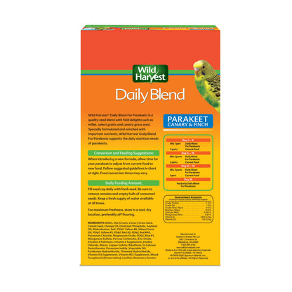 Wild Harvest Daily Blend Bird Food For Parakeet, Canary & Finch,10 lbs