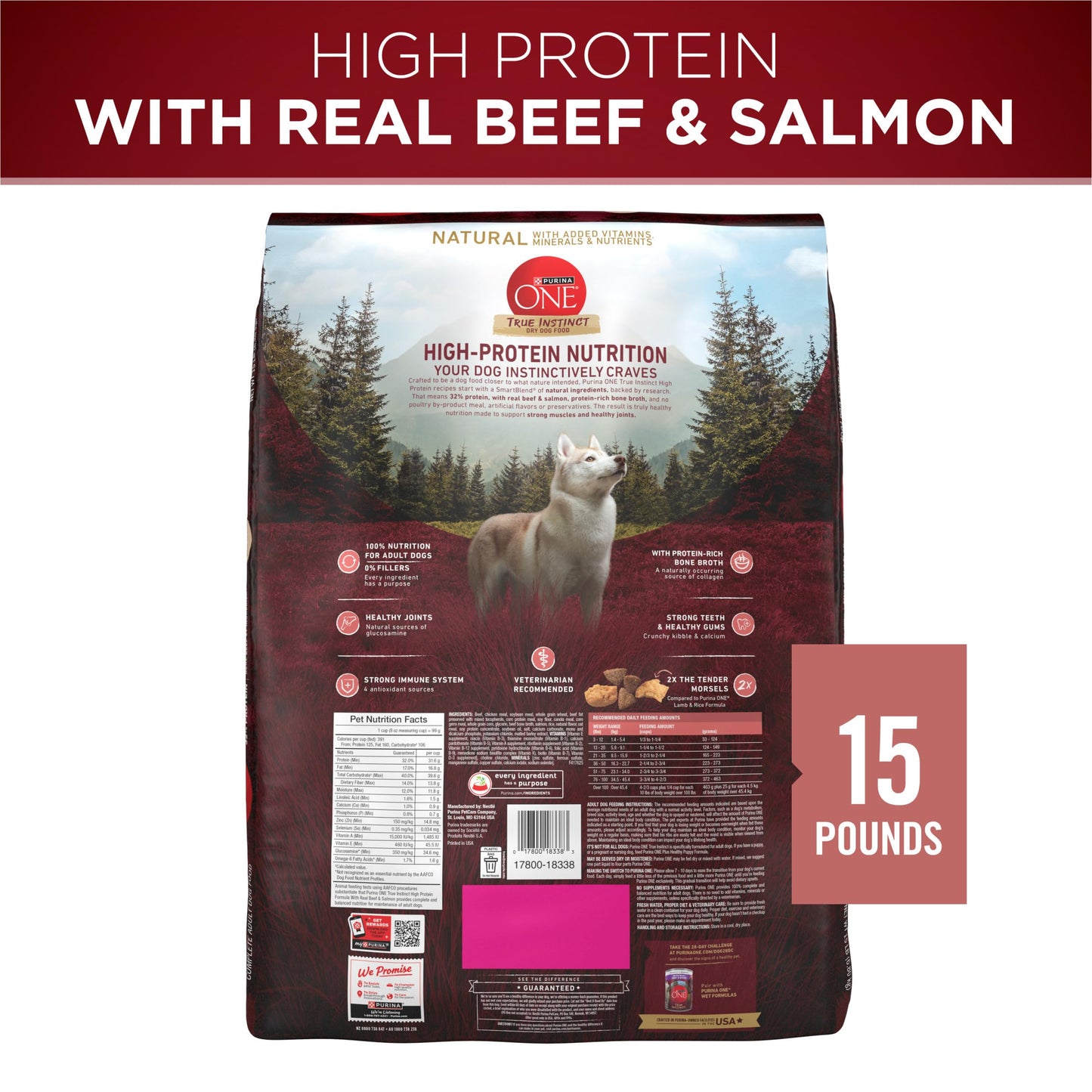 Purina ONE True Instinct Dry Dog Food, Real Turkey & Venison, 7.4 lb Bag