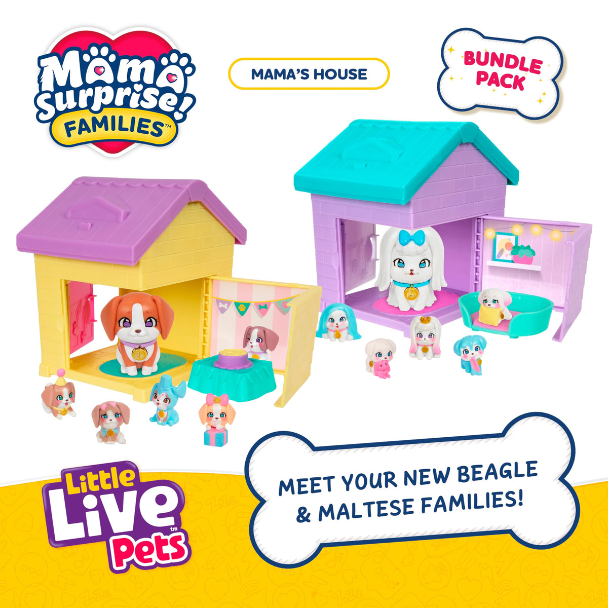 Little Live Pets Mama Surprise Families Pet Vet Playset, Baby Care Clinic Animal Hospital Play Set, 3 Puppies, Accessories, Vet Toys for Kids 5+