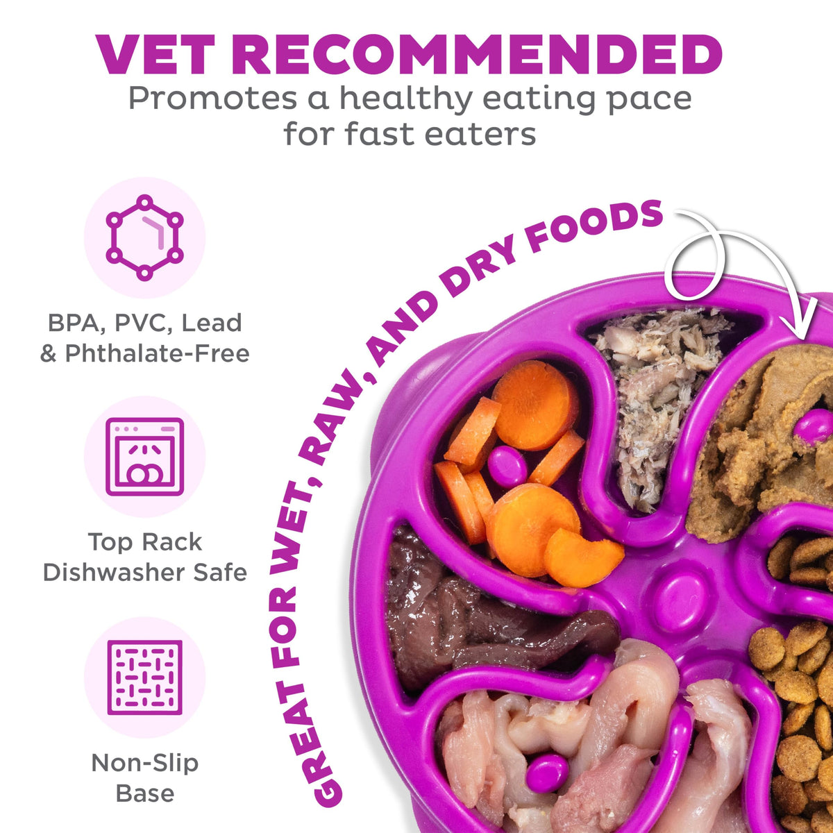 Outward Hound Fun Feeder Slo Bowl Dog Slow Feeder, Wave, Pink, 5.8"