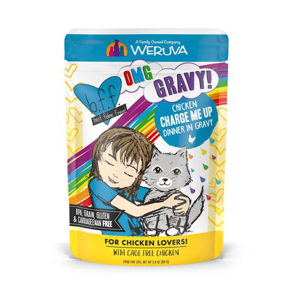 Weruva B.F.F. OMG - Best Feline Friend Oh My Gravy! Tuna & Chicken Charm Me with Tuna & Chicken in Gravy Cat Food, 3oz Pouch (Pack of 48)