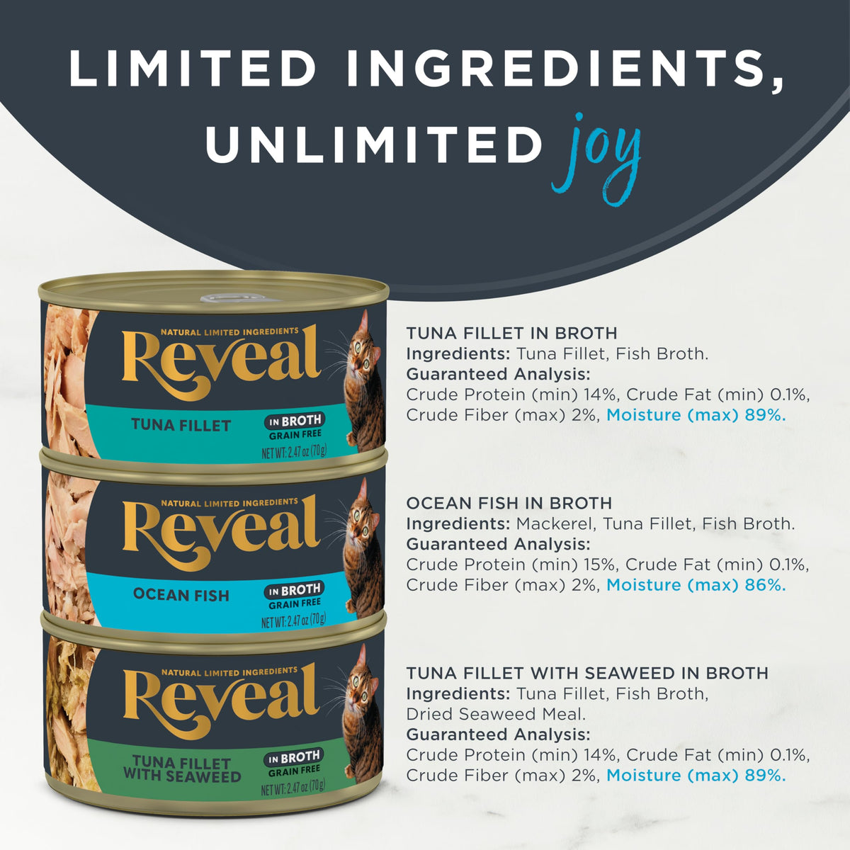 Reveal Fish & Chicken Variety in Broth Wet Cat Food 12-Pack 2.47 oz Cans