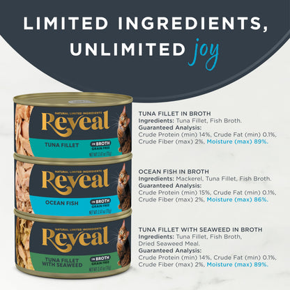 Reveal Fish & Chicken Variety in Broth Wet Cat Food 12-Pack 2.47 oz Cans