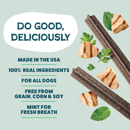 Shameless Pets Blueberry & Mint Dental Chews for Dogs, 8 Chews - Natural Dog Teeth Cleaning Treats with Fresh Breath Benefits | Grain-Free Dental Sticks for Small, Medium & Large Dogs (Pack of 6)