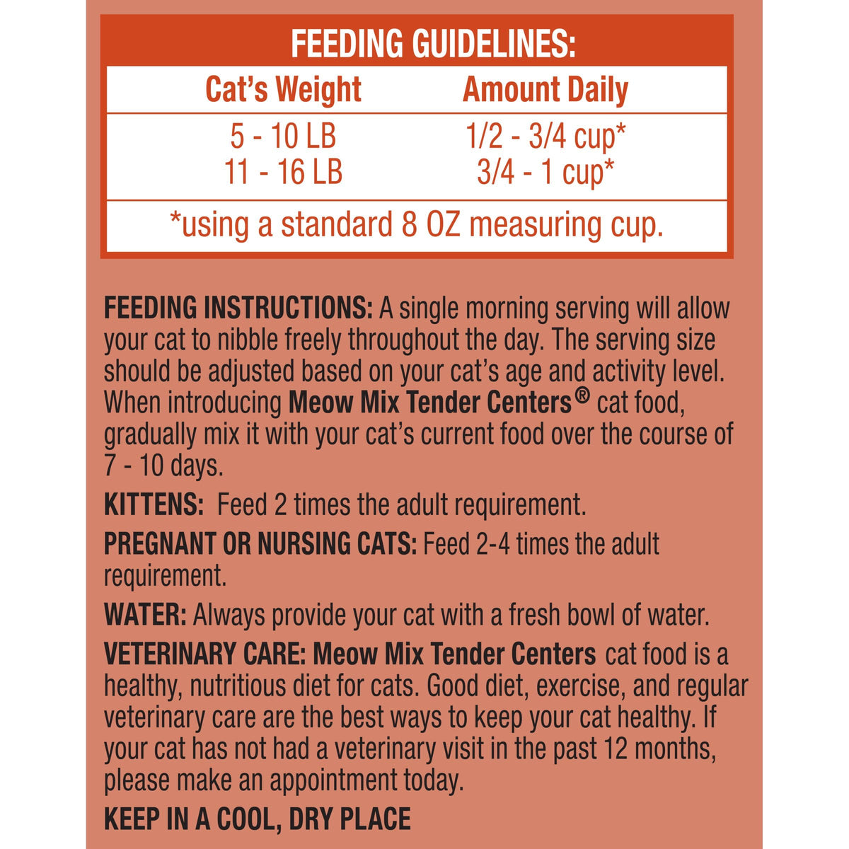 Meow Mix Tender Centers, Dry Cat Food, Beef & Salmon Flavors, 14.2 lb. Bag