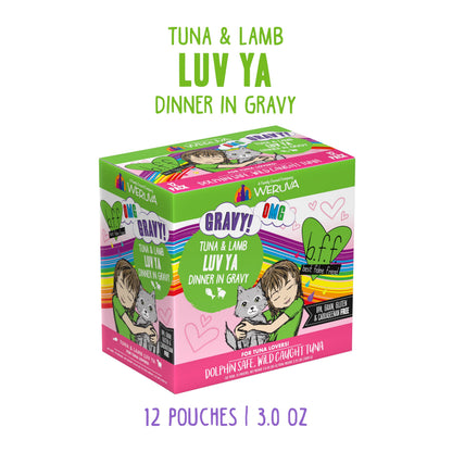 Weruva B.F.F. OMG - Best Feline Friend Oh My Gravy! Tuna & Chicken Charm Me with Tuna & Chicken in Gravy Cat Food, 3oz Pouch (Pack of 48)