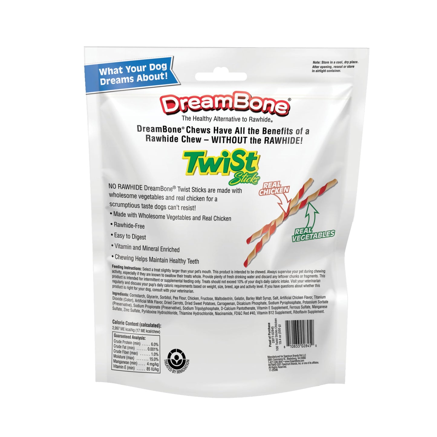 DreamBone Chicken Wrapped Twist Stick Rawhide-Free Dog Treats, 50 Count