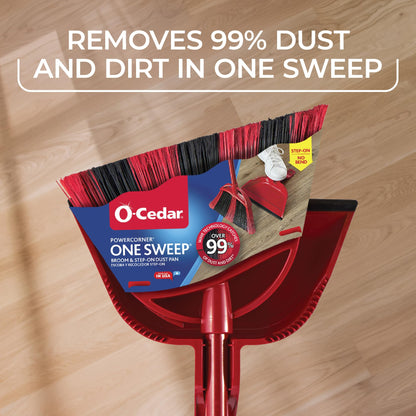 O-Cedar Pet Pro Broom with Step-On Dustpan | Removes Over 99% of Dust & Dirt in One Sweep | Removes 3X More Pet Hair | Quiet Cleaning Tool for Cat and Dog Owners