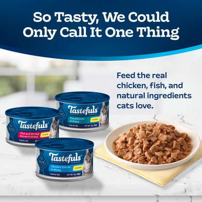 Blue Buffalo Tastefuls Variety Pack Paté Wet Cat Food, 3 oz, 12 ct