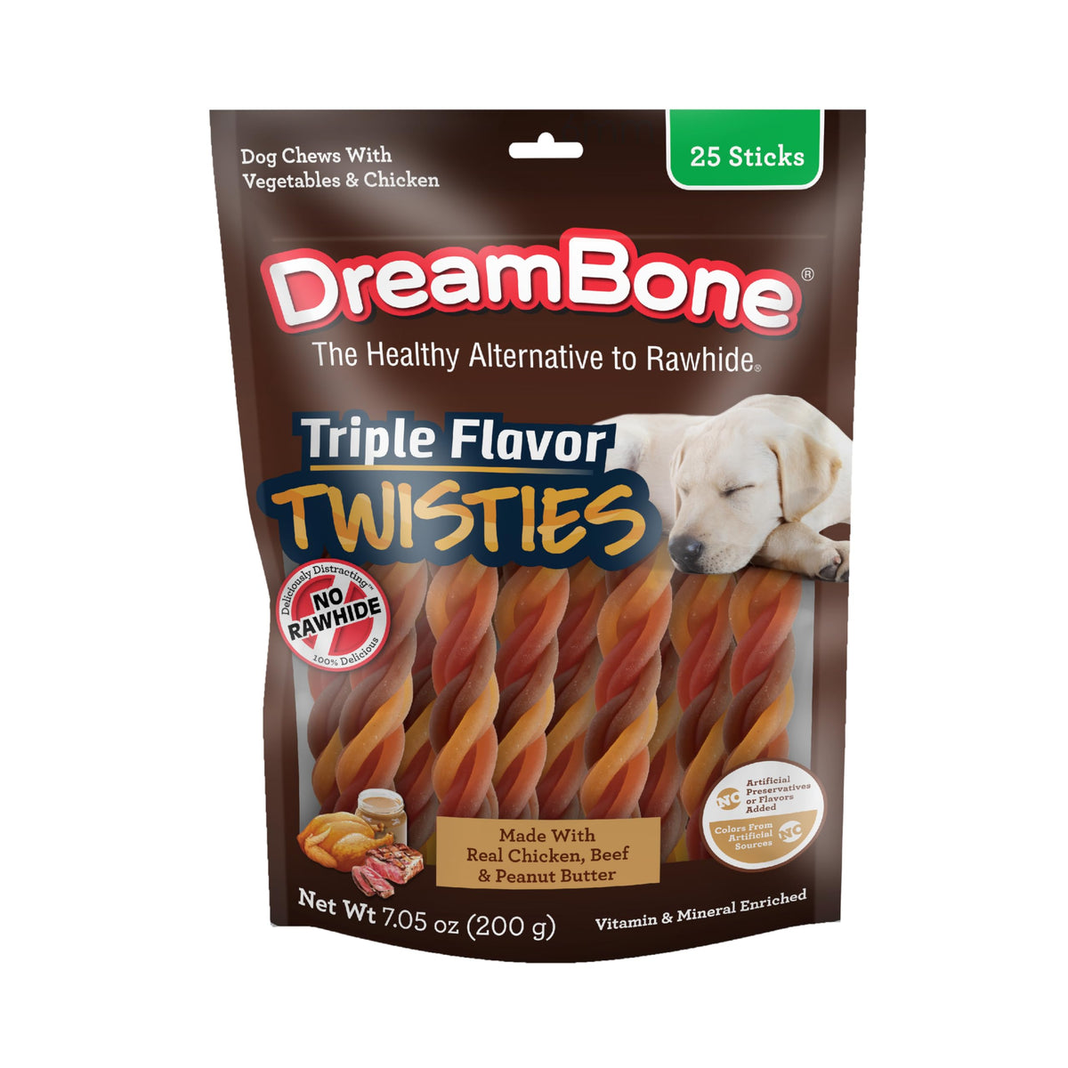 DreamBone Twisties Rawhide-Free Dog Treats with Real Protein, 25 Count