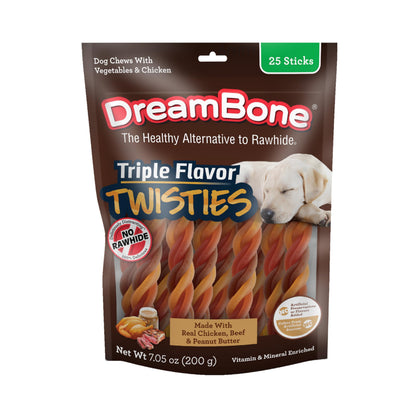 DreamBone Twisties Rawhide-Free Dog Treats with Real Protein, 25 Count