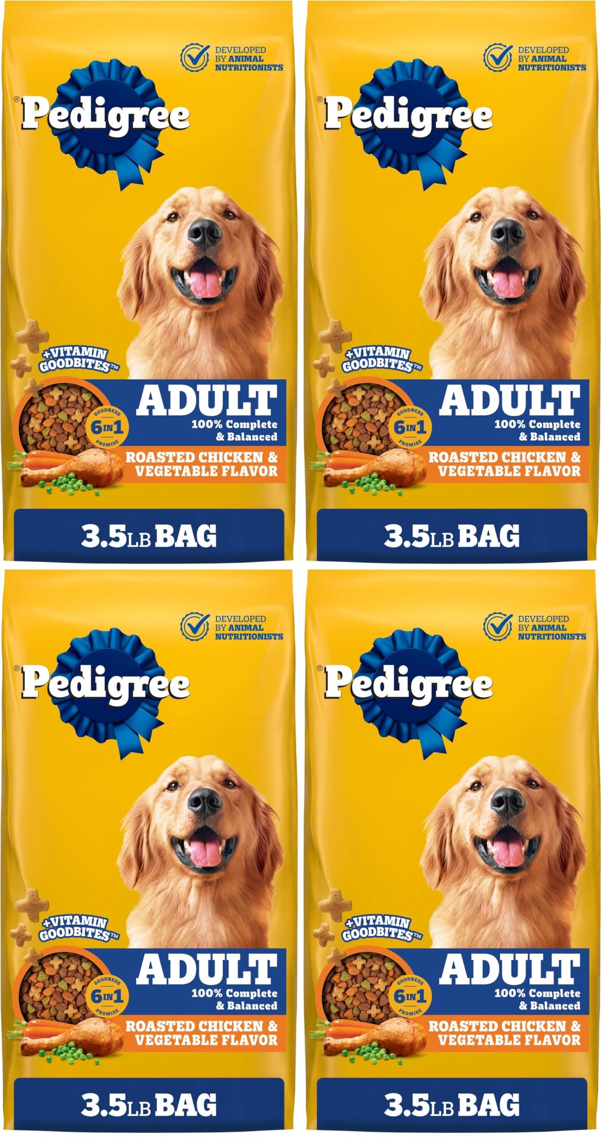 Pedigree Adult Complete Nutrition Dry Dog Food, Steak & Vegetable, 18 lb