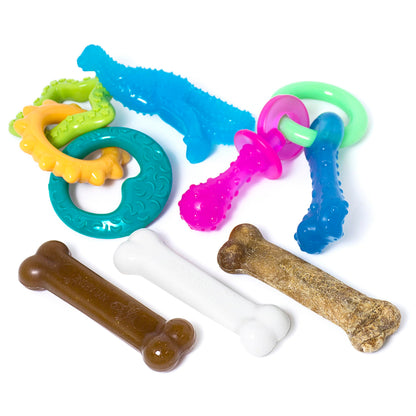 Nylabone New Puppy Starter Kit, Puppy Teething Toys, 3 Pack, Blue