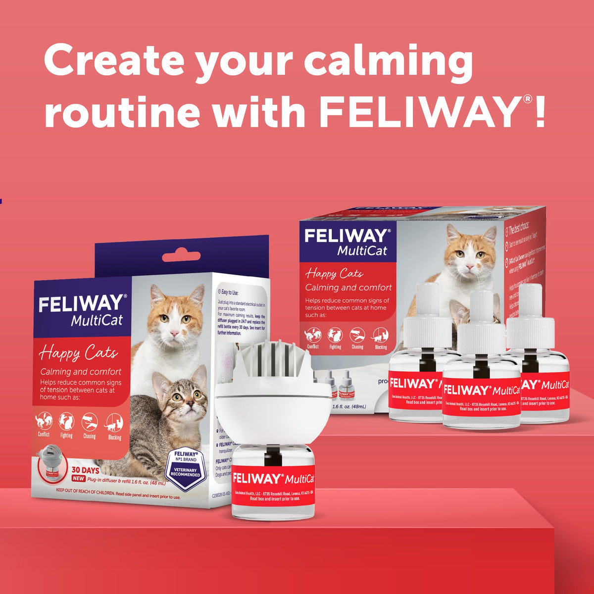 FELIWAY MultiCat Cat Calming Pheromone Diffuser Refill - 3 Pack