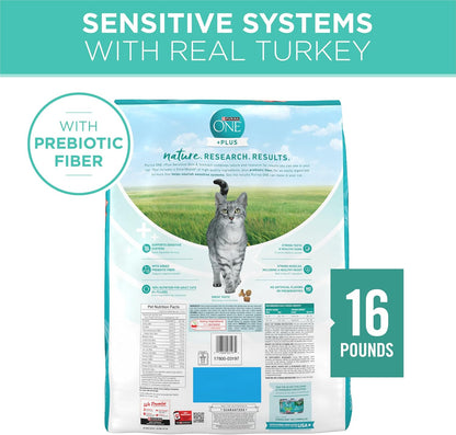 Purina ONE Sensitive Skin and Stomach Dry Cat Food 16 lb Bag