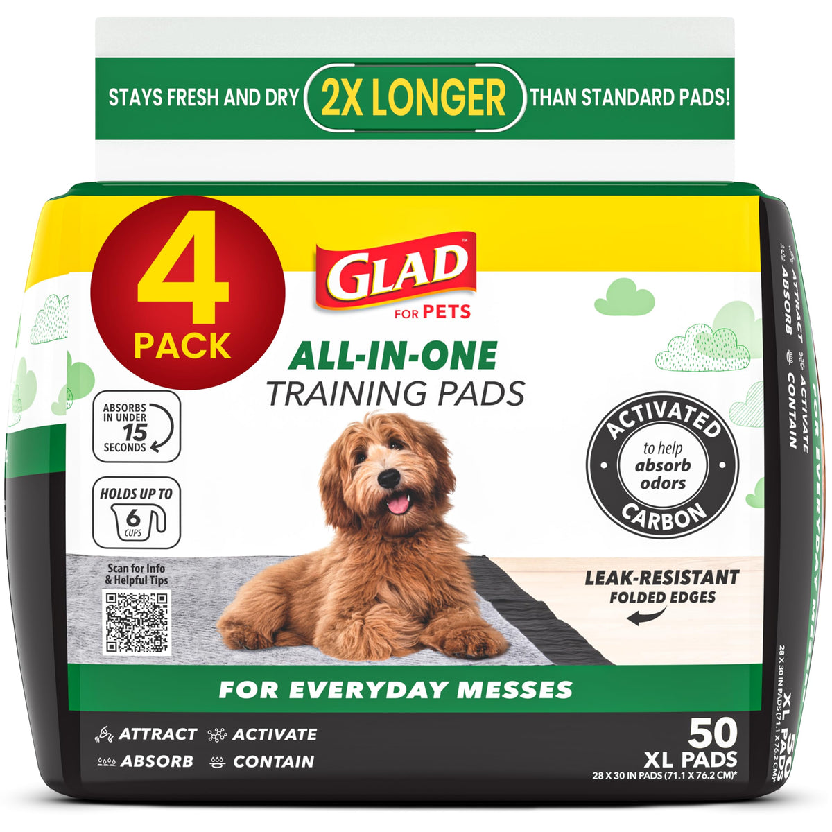 Glad for Pets Activated Carbon Disposable Dog Training Pads, 100 Count