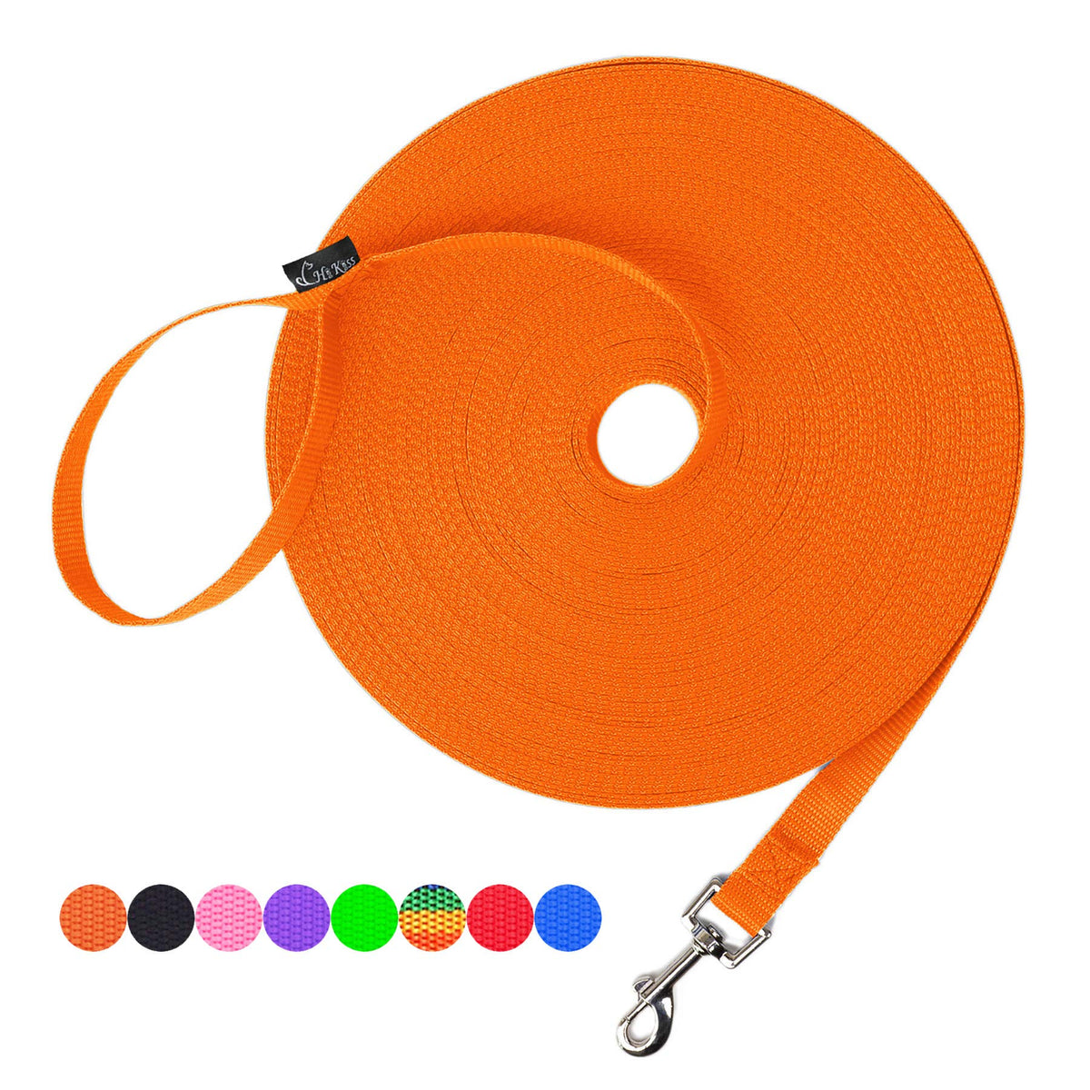 Hi Kiss Dog/Puppy Obedience Recall Training Agility Lead - 15ft 20ft 30ft 50ft 100ft Leash Great for Training, Play, Camping, or Backyard Black