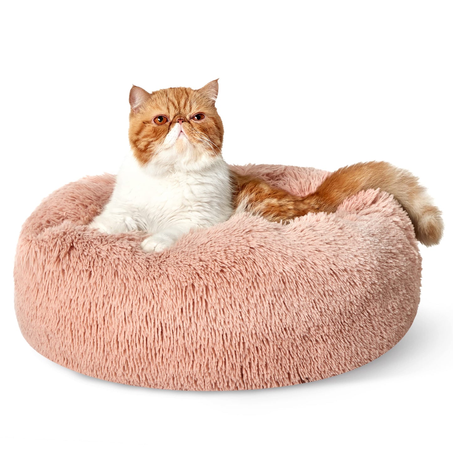 Bedsure Calming Small Dog Bed Donut Washable Cat＆Puppy Bed,23 inches Camel
