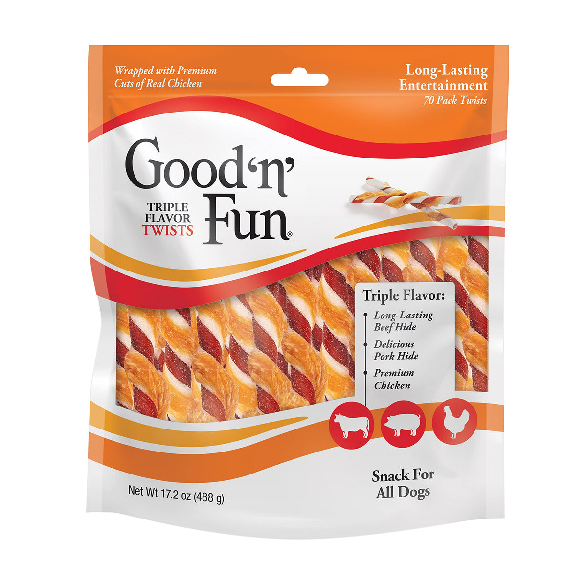Good 'n' Fun Twists Long-Lasting Dog Treat, 35 Count (12 Pack)