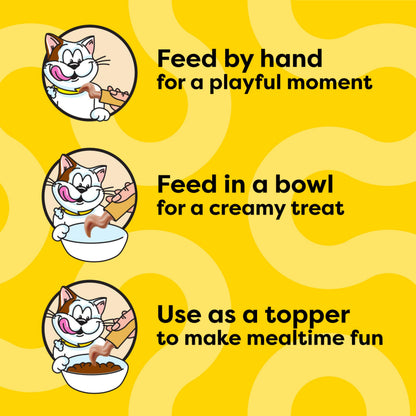 Temptations Creamy Puree Cat Treats, Chicken, Salmon & Tuna, 24 Count