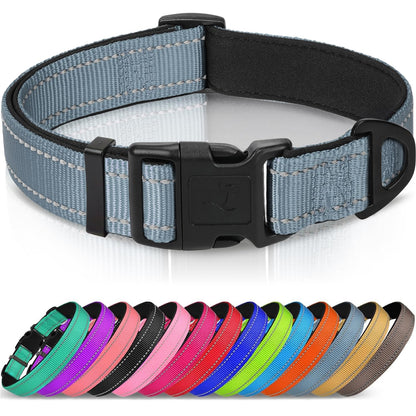 Joytale Reflective Dog Collar, Adjustable Neoprene Padded, Purple M