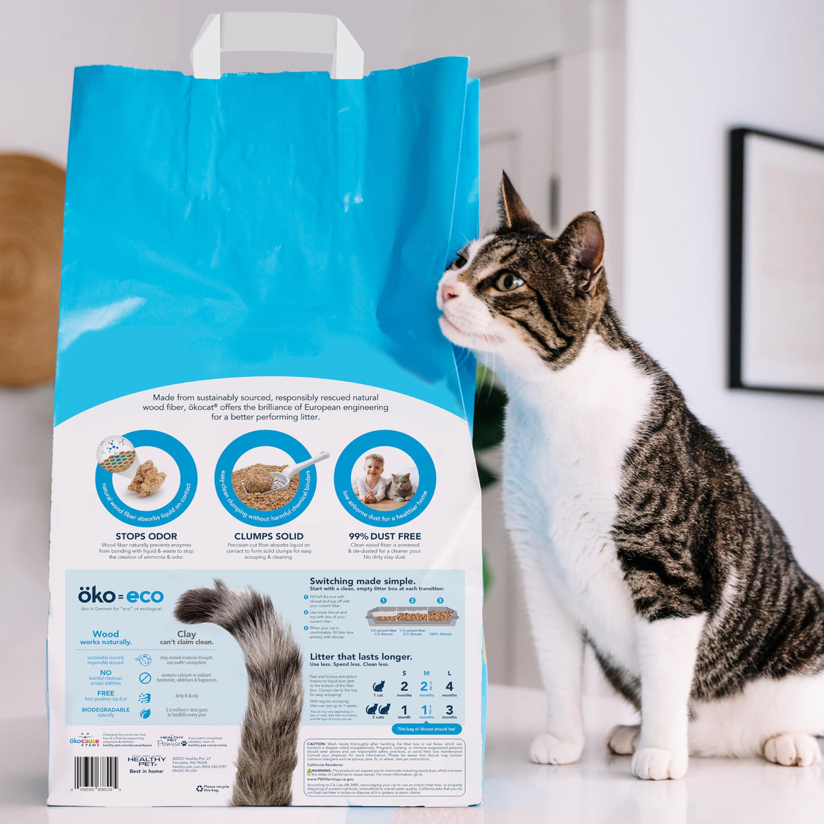 ökocat Low Tracking Natural Wood Clumping Cat Litter, Odor Control 14 Lbs