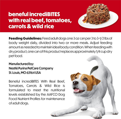 Purina Beneful IncrediBites Small Wet Dog Food in Gravy, Beef, (24) 3 oz