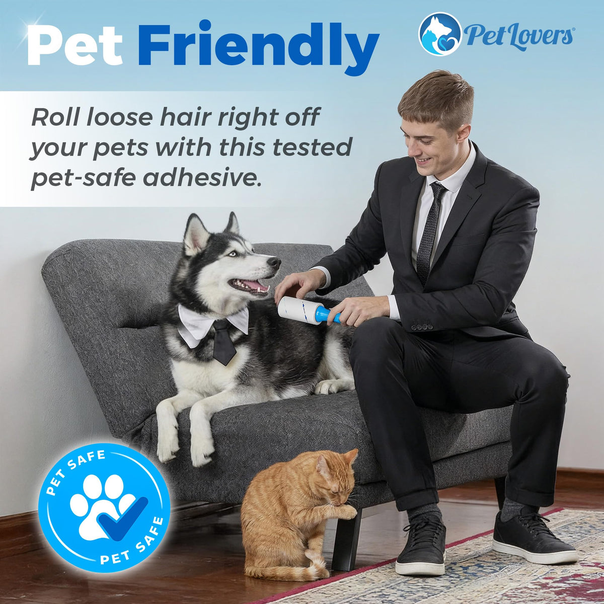 PetLovers Extra Sticky Lint Roller Mega Value Set 450 Sheets for Pet Hair Removal and Clothes, Dog and Cat Lint Remover 5 Pack