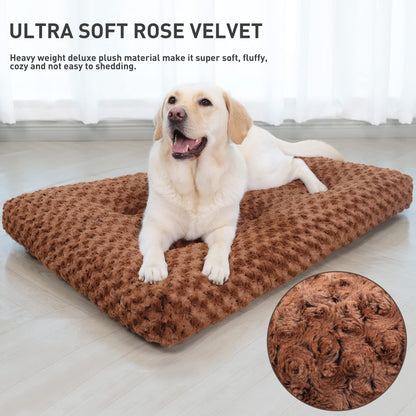 KSIIA Washable Dog Beds Large Sized Dog Crate Bed Plush Mat 41"x27" Gray