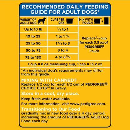 Pedigree Adult Complete Nutrition Dry Dog Food, Steak & Vegetable, 18 lb