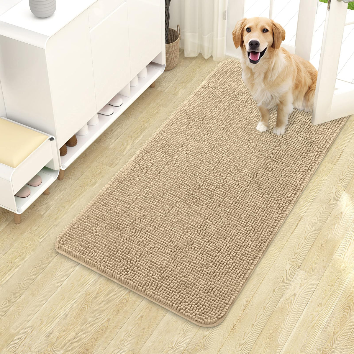 OLANLY Dog Door Mat for Muddy Paws 30x20, Super Absorbent Chenille Mud Mat