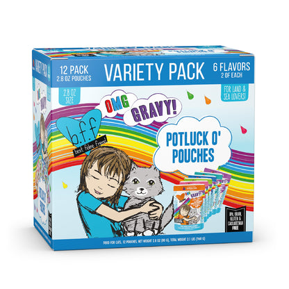 Weruva B.F.F. OMG - Best Feline Friend Oh My Gravy! Tuna & Chicken Charm Me with Tuna & Chicken in Gravy Cat Food, 3oz Pouch (Pack of 48)