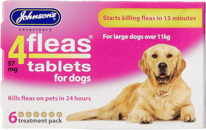 Johnsons Veterinary Products 4Fleas Dog Tablets, Large, 57 mg, 6 Tablets
