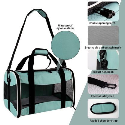 Cat Dog Carriers Soft-Sided Pet Carrier Large Cats for Medium Big Cat Small Dog Puppy up to 16lbs TSA Airline Approved Animal Collapsible Cat Carrier Carriers Travel Carrier Cat Bag (17x11x11)
