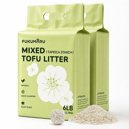 FUKUMARU Tofu Cat Litter, SAP Absorbent, Clumping, Odor Control, 18 lb