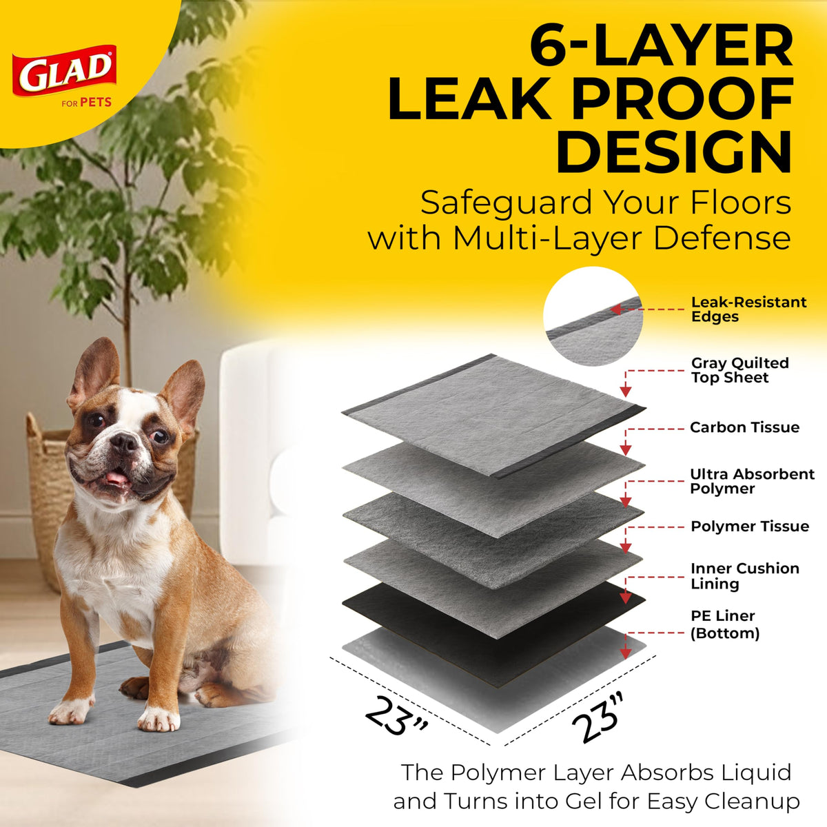 Glad for Pets Activated Carbon Disposable Dog Training Pads, 100 Count