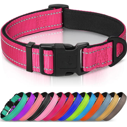 Joytale Reflective Dog Collar, Adjustable Neoprene Padded, Purple M