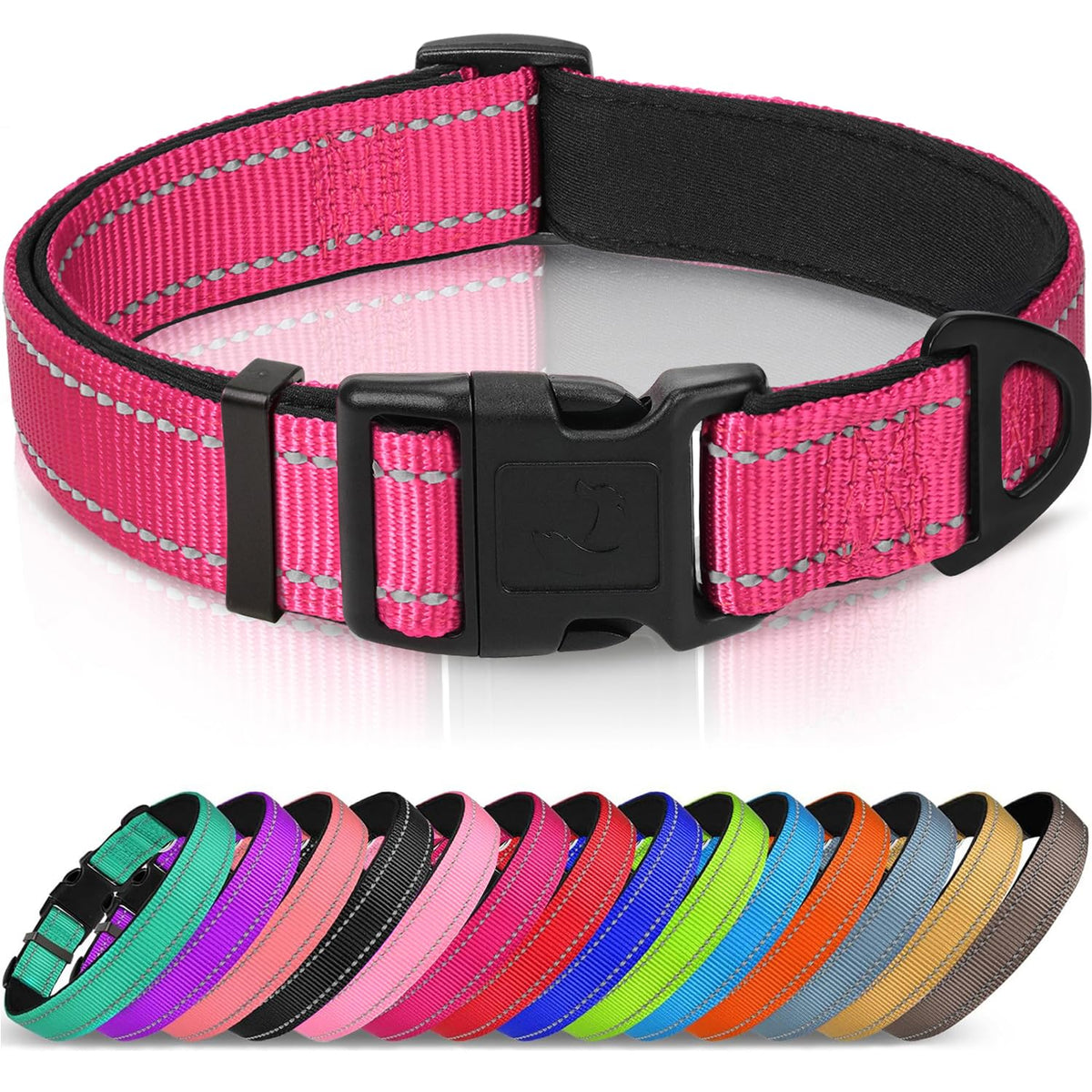 Joytale Reflective Dog Collar, Adjustable Neoprene Padded, Purple M