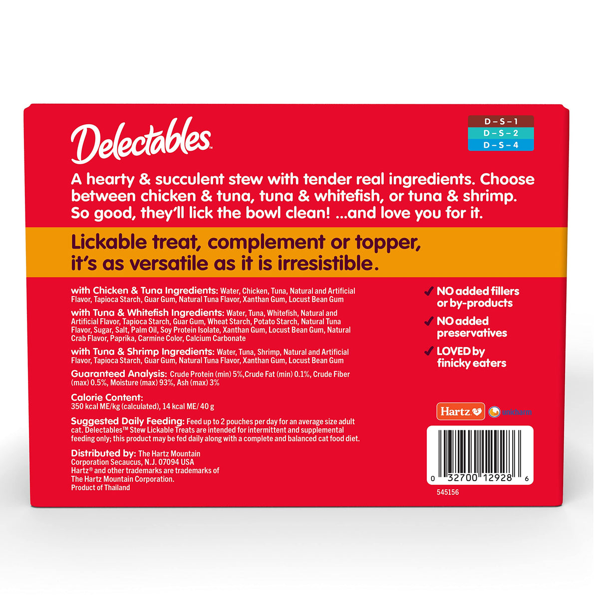 Delectables Lickable Treat Stew Wet Cat Treat with Real Tuna & Shrimp, Food Topper, Hydrating, Grain-Free, No Fillers, No By-Products, No Added Preservatives, 1.4oz Pouch, 12ct