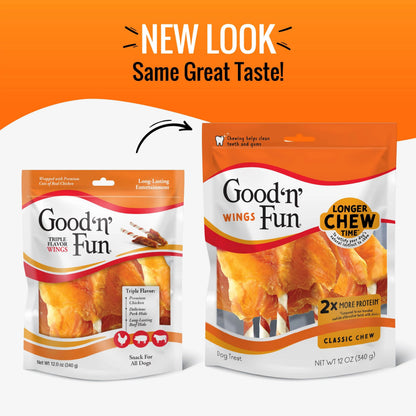 Good 'n' Fun Wings Long-Lasting Dog Treat with Real Protein, 12 oz (2 Pack)