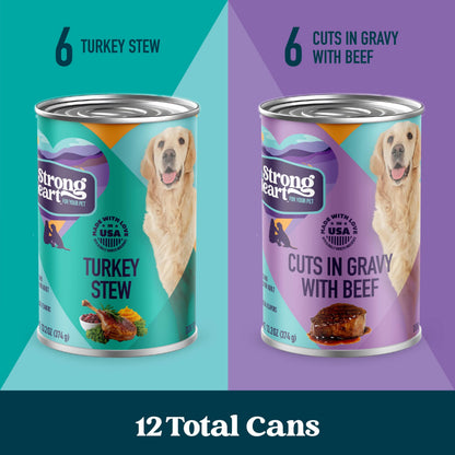 A Strong Heart Chopped Dog Food, Real Beef Dinner, 13.2oz Cans, 12pk