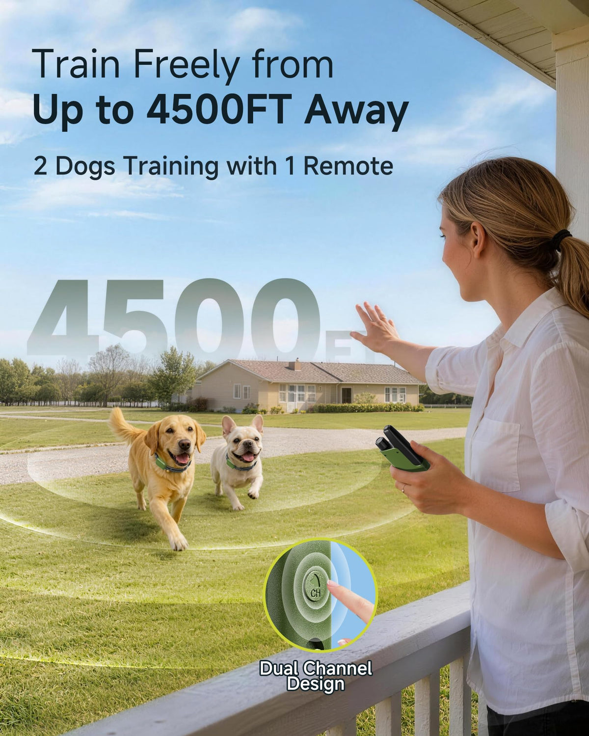 Dog Shock Collar - 4500FT Dog Training Collar with Remote, Blush Pink