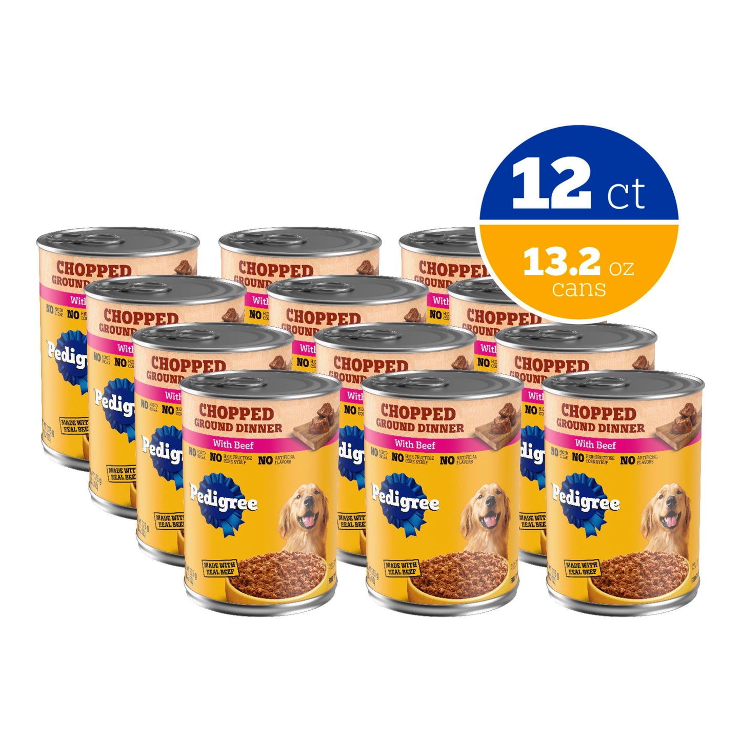Pedigree Chopped Ground Dinner Wet Dog Food, Chicken, 22 oz, 12 Count