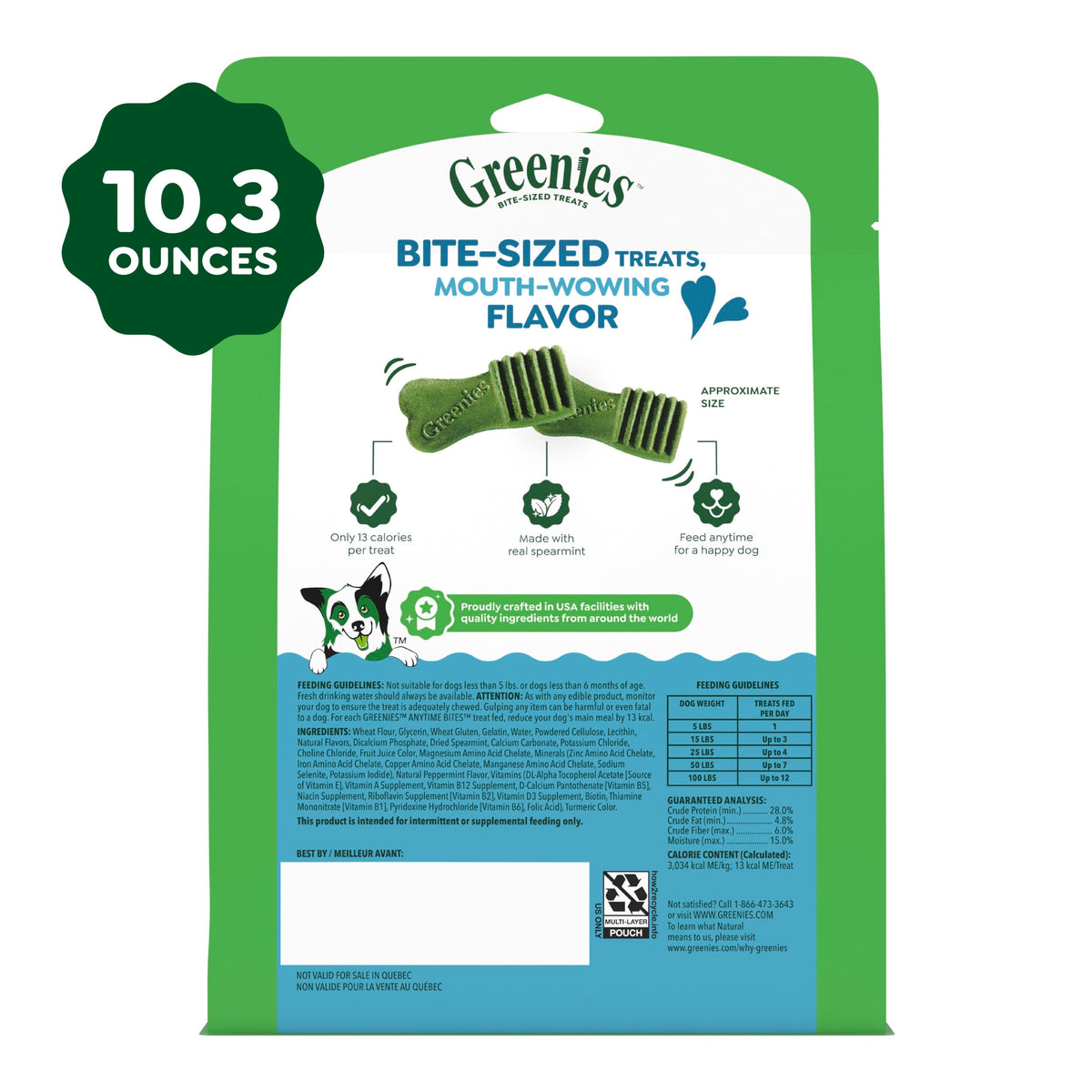 Greenies Anytime Bites Dog Treats, Blueberry Flavor, 10.3 oz