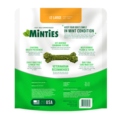 Minties Dog Dental Bone Treats, Tiny/Small 5-25 lbs, 40 Ct