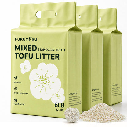 FUKUMARU Tofu Cat Litter, SAP Absorbent, Clumping, Odor Control, 18 lb